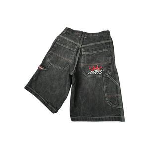 Vintage Y2K JNCO Red Crown Baggy Faded Black Men’s Carpenter Shorts Size 32